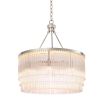 Luxurious nickel framed chandelier with multiple clear glass rod tiers