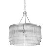 Luxurious nickel framed chandelier with multiple clear glass rod tiers