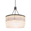 Luxurious Eichholtz multiple tier clear glass rod chandelier on a bronze finished iron frame