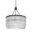 Luxurious Eichholtz multiple tier clear glass rod chandelier on a bronze finished iron frame