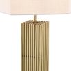 A luxurious golden table lamp with a white shade