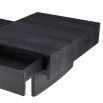 Contemporary luxe charcoal grey oak veneer coffee table with smoke glass top by Eichholtz