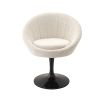 A glamorous dining chair by Eichholtz with a luxurious boucle cream upholstery, tub-shaped seat and black swivel base