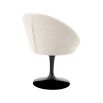 A glamorous dining chair by Eichholtz with a luxurious boucle cream upholstery, tub-shaped seat and black swivel base