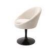 A glamorous dining chair by Eichholtz with a luxurious boucle cream upholstery, tub-shaped seat and black swivel base