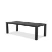 A luxurious black-finished aluminium dining table