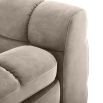 Right facing sofa in a greige velvet with a black base.