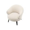 A luxurious boucle cream upholstered chair by Eichholtz with a curved silhouette and black bentwood legs