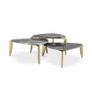 Striking set of 3 grey marble coffee tables 