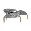 Striking set of 3 grey marble coffee tables 