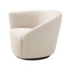 A stylish swivel chair upholstered in a linen fabric with an symmetrical back and a black base by Eichholtz 