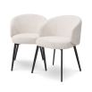 Set of two luxurious boucle upholstered dining chairs