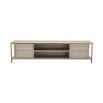 A gorgeous washed oak TV cabinet by Eichholtz finished with brushed brass details