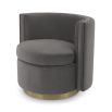 Contemporary grey velvet swivel chair with a matte gold swivel base by Eichholtz