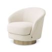 A luxury swivel chair by Eichholtz with a Pausa Natural upholstery and brushed brass base