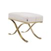 A glamorous stool by Eichholtz with a luxurious boucle cream upholstery and a lustrous brushed brass finish