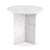 A luxurious round white marble side table by Eichholtz with a unique base