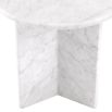 A luxurious round white marble side table by Eichholtz with a unique base