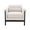 A luxurious accent chair by Eichholtz with a wooden black frame and Lyssa Off-White upholstery