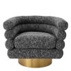 Cambon black chair with brushed brass finish swivel base