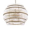 A spectacular, Art Deco chandelier by Eichholtz with five tiers, an antique brass finish and clear glass tubes