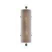 A delicate frosted glass wall lamp with antique brass details