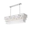 A luxurious rectangular chandelier by Eichholtz with a glamorous crystal glass fitting and nickel finish 