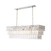 A luxurious rectangular chandelier by Eichholtz with a glamorous crystal glass fitting and nickel finish 