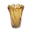 A handcrafted vase in yellow glass.