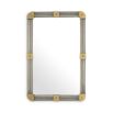 Mirror with glass frame and elegant brass accents. 