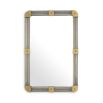 Mirror with glass frame and elegant brass accents. 