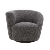 A moody and asymmetrical swivel chair in a Cambon Black finish.