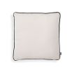 A contemporary canvas outdoor cushion with black piping by Eichholtz