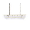 A captivating, Art Deco inspired chandelier by Eichholtz with three levels of clear glass rods and an antique brass finish