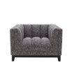 stunning grey upholstered seat with black legs
