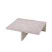 Elegant and glamorous low coffee table in travertine finish