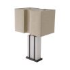 A contemporary table lamp with an alabaster base encased with a brass frame.