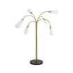 A fabulous six branched floor lamp in an antique brass and black marble