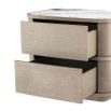 Charming whitewash bedside table with elegant marble tabletop