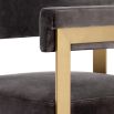Luxurious grey velvet counter stool with brass finish legs