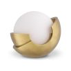 Spherical light with elegant brass base.