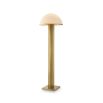 A stunning art deco inspired standing floor lamp with a brass base and a white glass shade