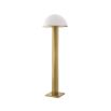 A stunning art deco inspired standing floor lamp with a brass base and a white glass shade