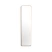 Rectangular mirror with glamourous rounded edges and a brass finish frame