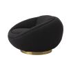 A luxurious swivel chair by Eichholtz with a curvaceous design, sumptuous boucle black upholstery and glamorous brushed brass base