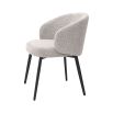 Cosy grey boucle dining chairs with curved back/arm rest