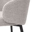 Cosy grey boucle dining chairs with curved back/arm rest