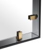 Timeless, industrial style mirror with brass accents