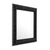 This beautiful, black mirror is hand-carved from solid mahogany wood and features a square shaped frame showcasing a row pattern in high relief. 