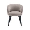 A divine dining chair by Eichholtz with a grey upholstery, curved back and black tapered legs 